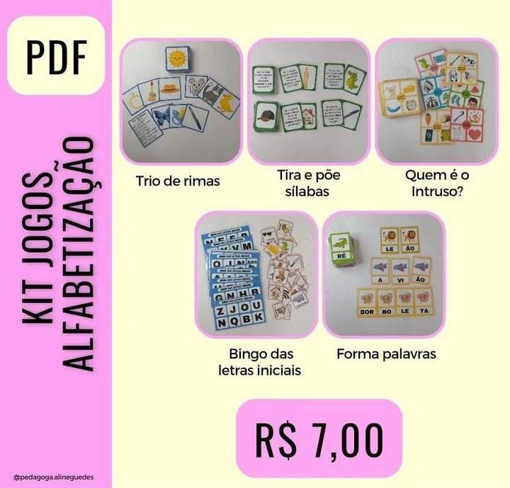 Kit 5 Jogos Consciência Fonológica
